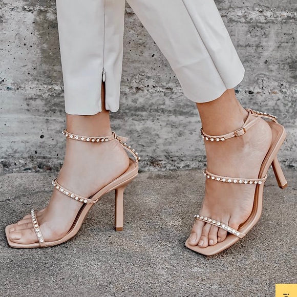 Lulu’s Nude Rhinestone Sandal Heels - Picture 3 of 7